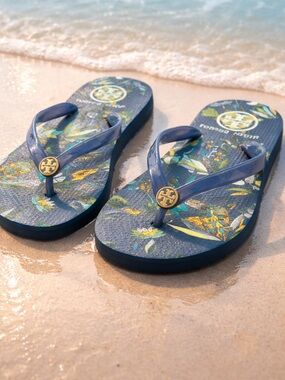 Tory Burch Montauk Navy Happy Times flip-flops